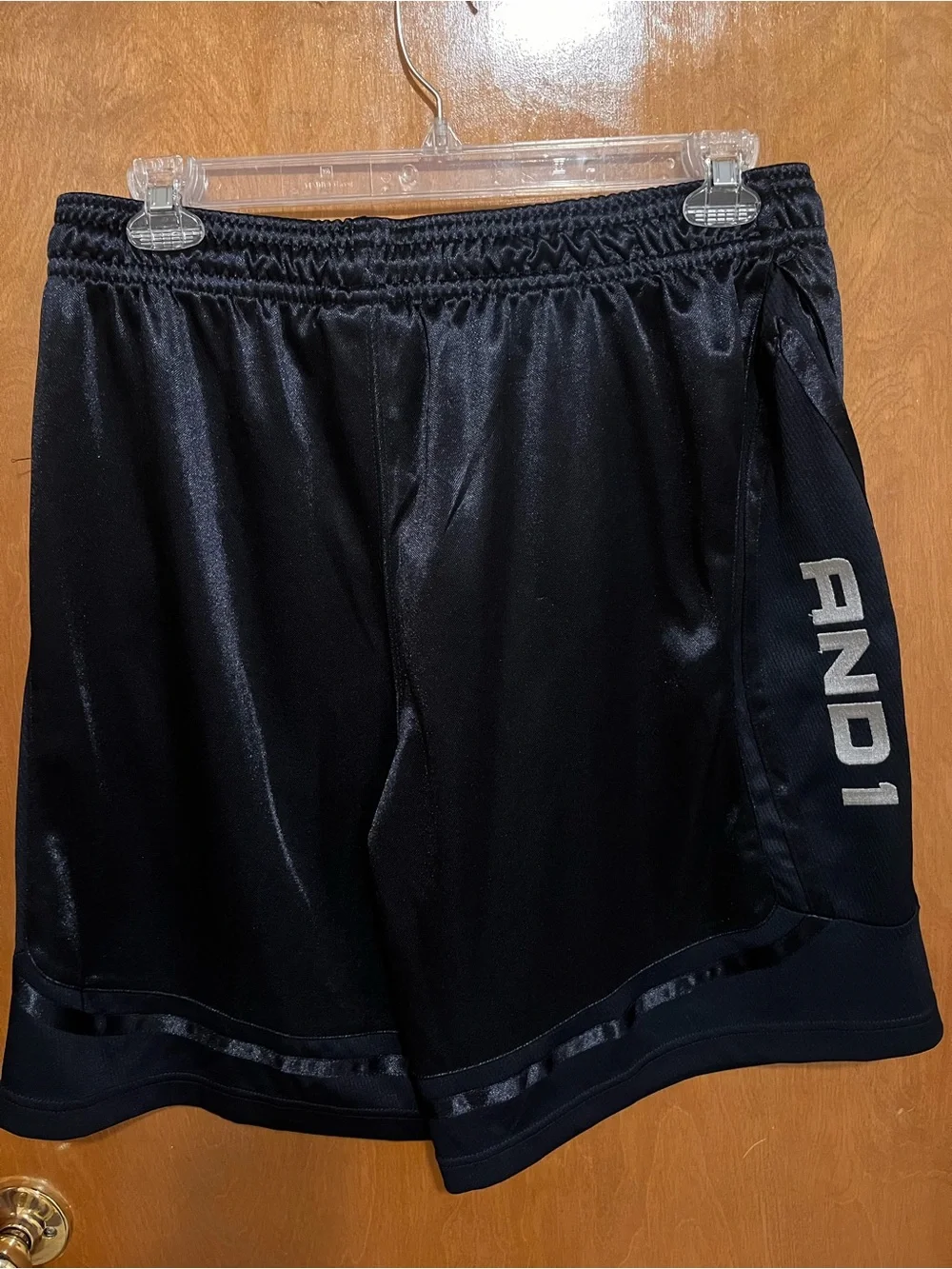 And1 Black Men’s Athletic Shorts with Satin Trim